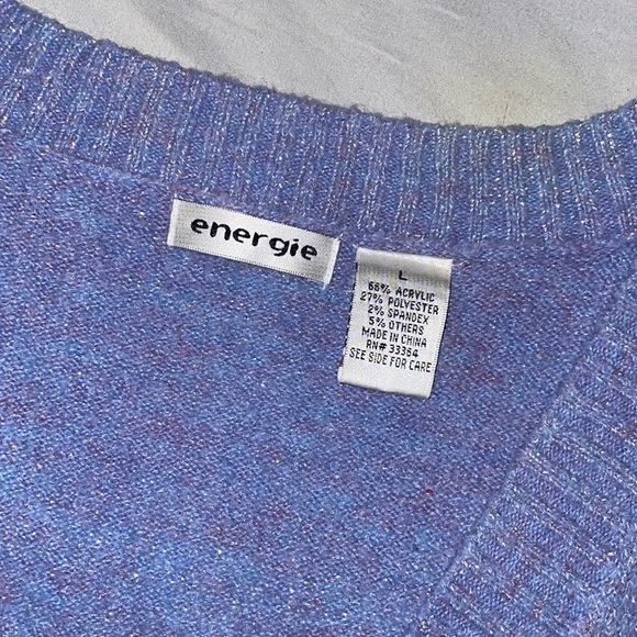 Energize Plunge Neck Sparkling Sweater - Lilac Purple - Large - Picture 2 of 6